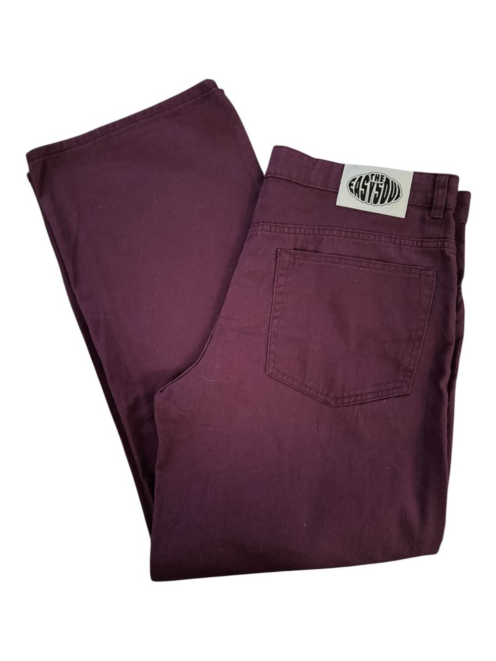 NEW Divided Womens Wide Leg Low Waist Maroon Denim The Easy Soul Pants Size‎ 12